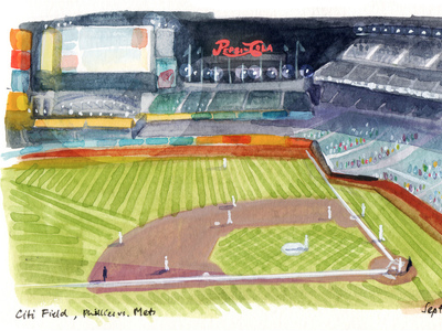 Citi Field illustration sketch watercolor