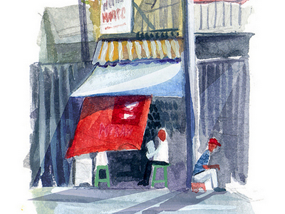 Jakarta illustration sketch travel watercolor