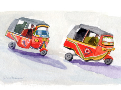 Bajaj illustration sketch travel watercolor