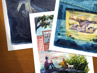 Sandy Postcards Set hurricane illustration nyc prints watercolor