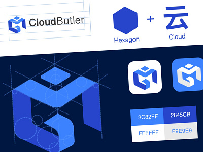 CloudButler - Logo android app blue branding financial identity ios logo mark sketch type ui