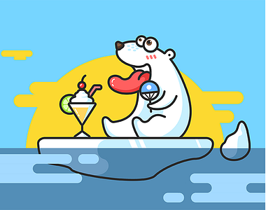 white bear illustration blue hot ice icecream illustration juice white whitebear yellow