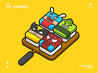 The Avengers—Illustrations of sushi