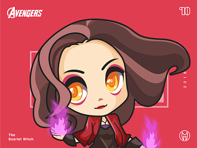 The Avengers-Scarlet witch-illustrations avenger color fire girl hero illustrations number purple red scarlet super witch