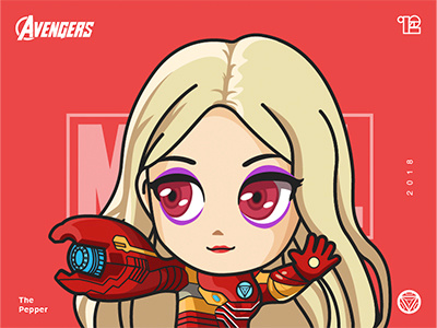 The Avengers-Virginia "Pepper" Potts-illustrations avenger color girl hero illustrations number pepper red super