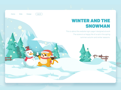 winter and snowman-illustration cat colour design illustration login page snow snowman tree web winter