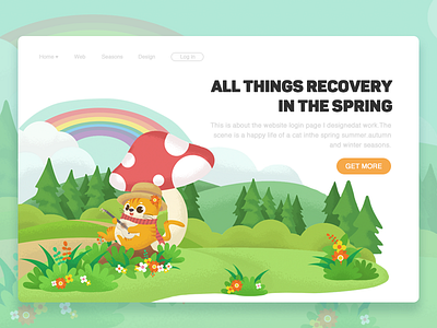 All Things Recovery In The Spring cat colour design flowers illustration login page rainbow tree web