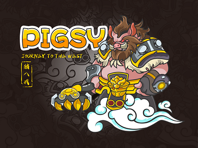 Pigsy-Journey to the West-illustration color design hero illustration journey to the west man pigsy super yellow