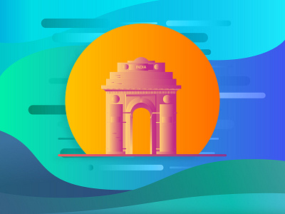 INDIA GATE colors design flat icon illustration logo minimal poster s typography ui vector