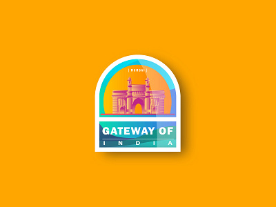 GATEWAY OF INDIA colors design flat icon illustration logo minimal poster s typography ui vector
