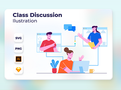 Class Discussion app design header illustration landingpage onboarding ui vector web website