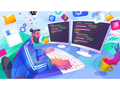 Udemy Course character development illustration it java technology typography ux