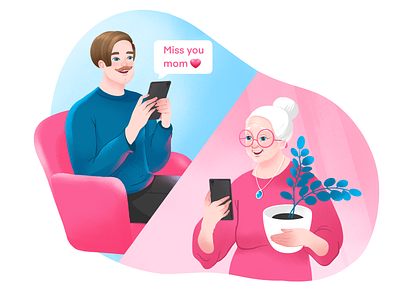 Message to Mom. Valentine's Day campaign branding character characterflat flat flatdesign graphic design illustration mom mother nordic ui