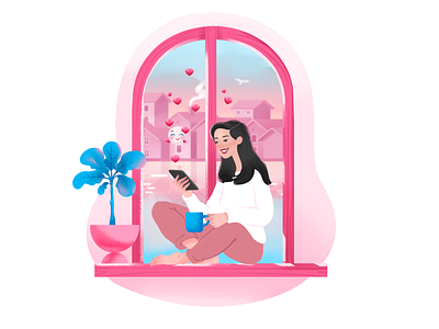Valentine's Day. 2d branding chat design illustration illustration2d love loveillustration message pink pinkillustration ui valentines day