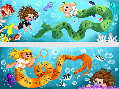 illustrated picture book _ Tail & Tale City character children book illustration childrens book childrens illustration fish illustration mermaid picturebook underwater