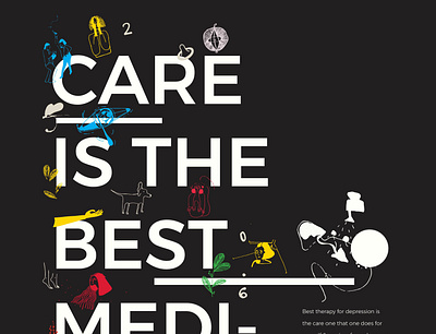Poster Design : Self Care depression illustraion poster design typogaphy