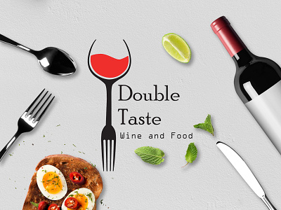 Double Taste black and red design food ideas logo proposal wine