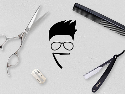 Barbershop barberhop design glasses hair hair cut ideas logo proposal