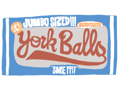 Jumbo Sized York Balls 90s hommage illustrator nineties skateboard graphics skateboarding skating vector