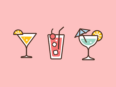 Cocktails icons adobe adobe illustrator alcool cocktail cocktail bar cocktails digital drink drinks food holidays icon icons illustrator pastel pastelcolor pink summer sun vector