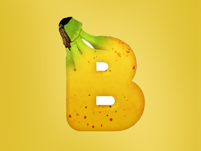 Banana adobe banana digital food fruit green lettering type typography yellow