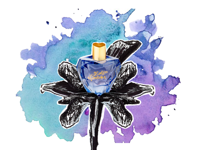 llustration 1/3 black colors drawing flower frangrance illustration perfume watercolor white