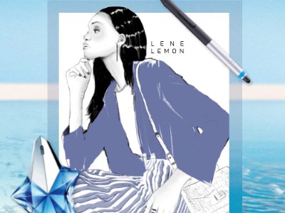 Blue Girl adobe art blue cute digital drawing fashion fashion illustration fashion illustrator illustration marinière ocean summer woman