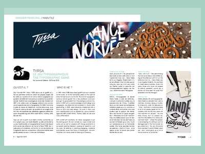 Magazine Layout adobe blue digital food green indesign layout lettering magazine street art typography tyrsa