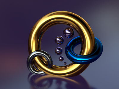 First 3D project 3d 3d art abstract blue bubble c4d cinema4d circle gold gradient metal software taurus texture