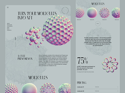 NFT 3D Molecules landing page experiment 3d abstract landing page molecule nft ui web design