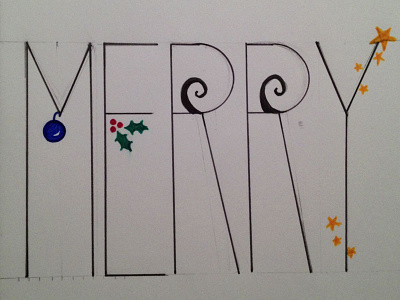 Merry Christmas Doodle - Close Up "Merry" christmas doodle hand drawn ink lettering merry ornament pen typography xmas