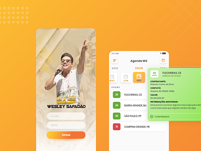 Personal Schedule - Agenda Pessoal de Wesley Safadão e Equipe adobe xd app design ios mobile music react native schedule singer ui
