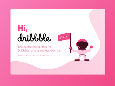 Hi dribbble ! astronaut debut design first hello hi illustration shot space vector