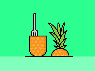 Pineapple ananas fruit green illustration illustrator orange pineapple salva vector