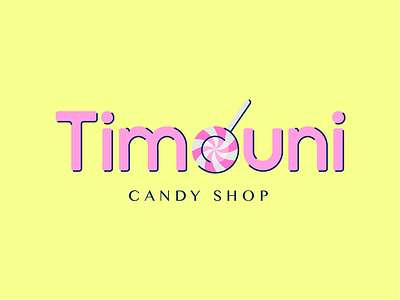 🍬🍭 Timouni logo 🍭🍬 candy candyshop illustration illustrator logo pink salva vector yellow