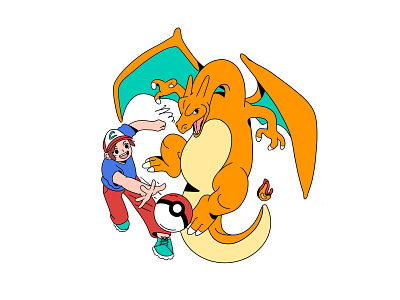 Charizard, I chose you! 2d branding branding illustration character design clean face fanart flat flat art flat illustration graphic minimal minimal illustration pokemon vector vector art web illustration