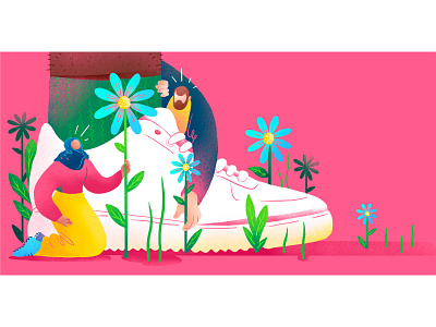 Best Friends 2d branding branding illustration character design clean face flat flat art flat illustration flowers friends graphic minimal minimal illustration plants shoes vector vector art web illustration