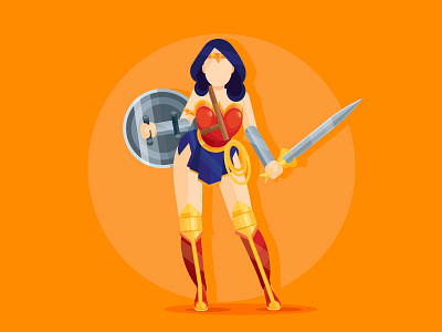 Wonder Woman character design illustration orange superhero vector