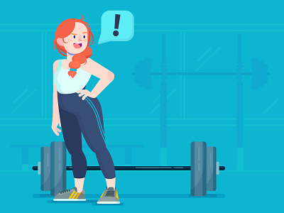 Conquering the Deadlift barbell character design deadlifts gym illustration redhead vector