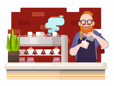 Civil House Coffee barista character design coffee coffee shop illustration vector