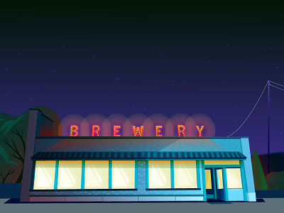 Brewery beer building flat illustration vector