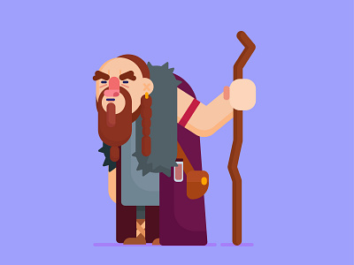Wise Old Mage character design design flat graphic illustration vector