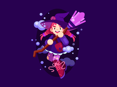 The Little Witch character character design cute design flat graphic halloween illustration vector vector art