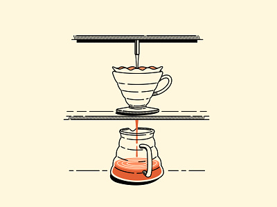 Pour Over coffee design flat graphic icons illustration line vector vector art