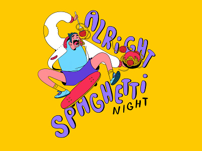 Spaghetti Night branding character character design design graphic illustration skateboard typography