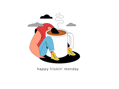 happy frickin' monday branding character character design flat graphic illustration typography vector