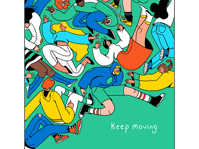 Keep Moving branding character character design colorful cute flat graphic illustration primary