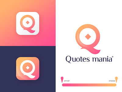 Quotes Mania Logo app design application branding design logo logotype mark monogram ui uidesign