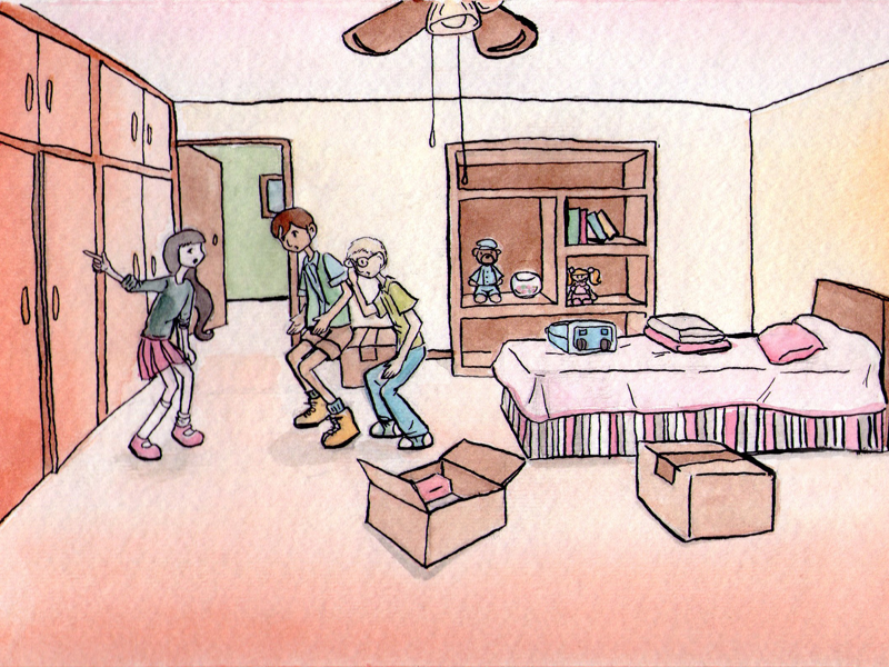 Watercolor Girl's Room story childrens book ink watercolor