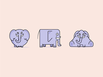 Geometric elephants animals cartoon character characterdesign design flat icon illustration minimal vector